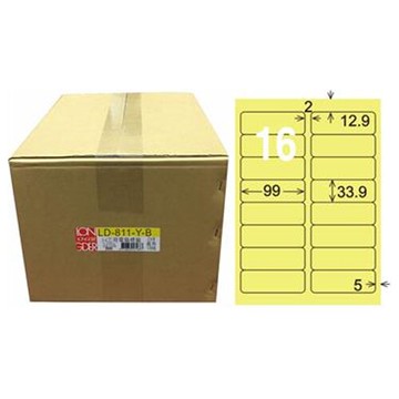 【龍德】A4三用電腦標籤 33.9x99mm 淺黃色 1000入 / 箱 LD-811-Y-B【APP滿額下單10%點數(單一帳號最高5000點)】1/31止