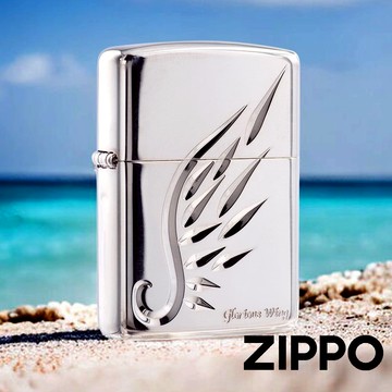 ZIPPO 精雕銀色羽翼(加厚版)防風打火機 日本設計 官方正版 現貨 限量 禮物 送禮 終身保固 ZA-5-32B