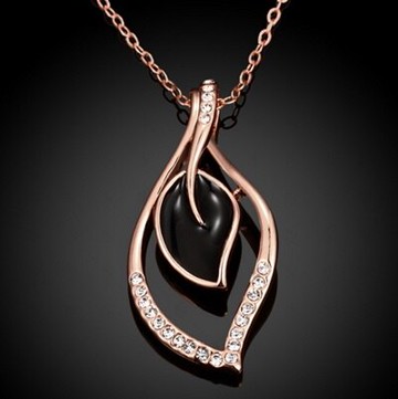 純銀項鍊 鍍18K金鑲鑽吊墜-精美葉子造型時尚生日母親節禮物女飾品4色73ce236【獨家進口】【米蘭精品】