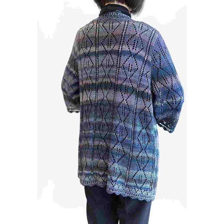 レーシーロングカーディ 編み物キット 毛糸のポプラ