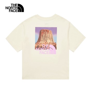 女款米白色大尺寸印花短袖T恤｜8DCBQLI