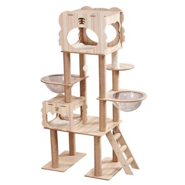 太空艙木紋貓跳台(虎窩款)/多層貓爬架/貓玩具/貓窩/貓樹/貓別墅/抓板