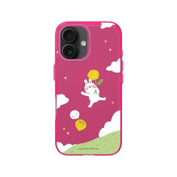 iPhone 16 Clear 粉漾桃 - 懶散兔與啾先生 Lazy Rabbit and Mr.Chu - 蒲公英