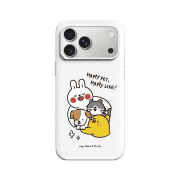 iPhone 17 Pro Max SolidX 白 - 懶散兔與啾先生 Lazy Rabbit and Mr.Chu - Happy pet Happy life