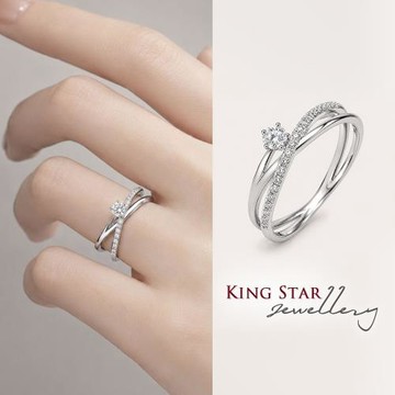 King Star 20分 最白D色 天然鑽石戒指 流星滿鑽