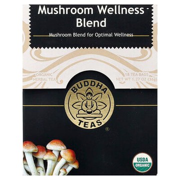 Buddha Teas, 有機草本茶，蘑菇健康混合物，無咖啡萃取，18 茶包，1.27 盎司（36 克）