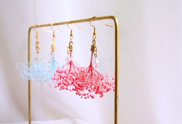 滿天星 不凋花耳環 真花珠寶