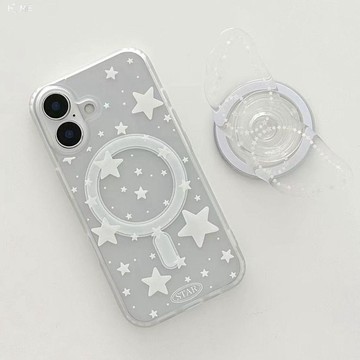 個性白色星星適用iPhone16pro手機殼17蘋果14promax磁吸11簡約xs