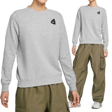 Nike As W Nsw Gfx Flc Crew Gcel 長袖 女款 灰色 圓領 大學T IO7829-063