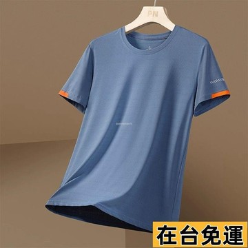 🔥台灣發出🔥 冰絲上衣 涼感衣 【多色大碼】短袖男 男短袖 排汗衫 速乾衣 冰絲夏季寬松薄款圓領運動休閑透氣純色