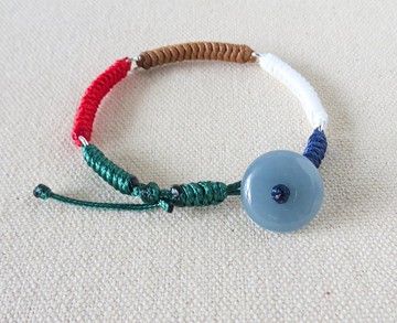 【金剛結】本命年【五行】冰藍水雪花棉翡翠韓國蠟線手鍊SWS03