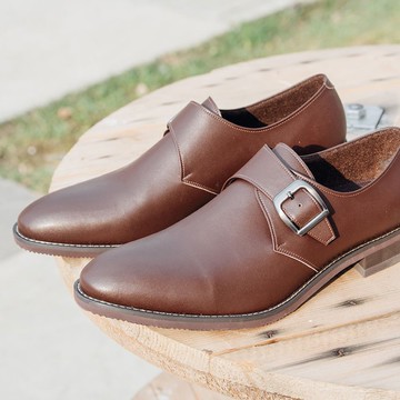 Gullar 典雅單釦孟克-素食皮鞋(紅咖)