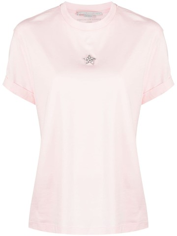 Stella McCartney - mini star-embroidered T-shirt - women - Sustainable Cotton - XS - Pink