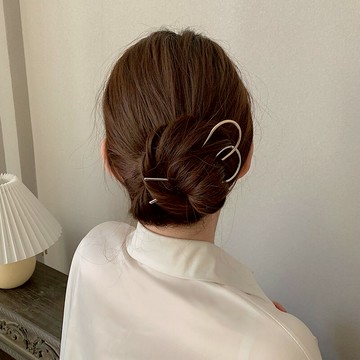 簡約現代金屬U型發簪小眾發釵丸子頭盤發簪子森系復古頭飾少女心