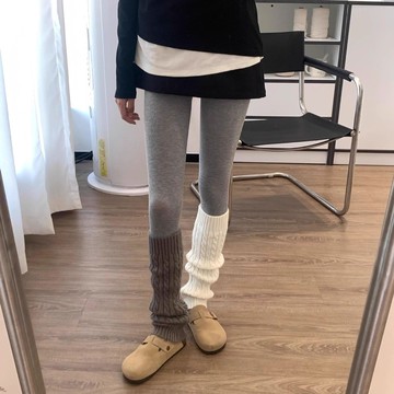 ✨精選好物✨灰色襪套女 秋冬堆堆襪 辣妹針織腿套 y2k冬季小腿襪套  麻花條紋襪子  秋冬堆堆襪套  小腿襪套