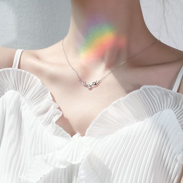 925純銀一路有你網紅項鏈女年新款簡約小鹿鎖骨圣誕禮物