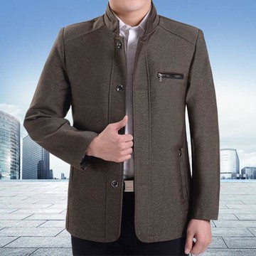 中老年男裝立領外套男士春秋新款夾克休閑款上外衣簡約紐扣爸爸裝