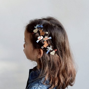 英國Mimi & Lula_SS25_歡樂動物_愛心萌牛迷你髮夾8入