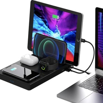 一應俱全！出歐美五合一多功能無線充電站 PD100W快充 手機筆記本電腦藍牙耳機 手表桌面充電器