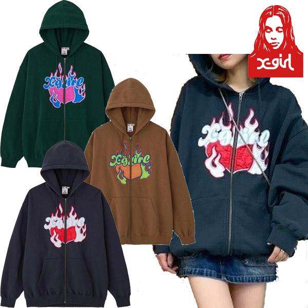 エックスガール X-GIRL SWEAT ZIP UP HOODIE ジップ パーカー