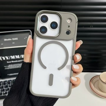金屬鏡頭框 磁吸無線充 男女簡約透明殼 適用於 iPhone 17 16 15 14 13 12 Pro Max 保護殼
