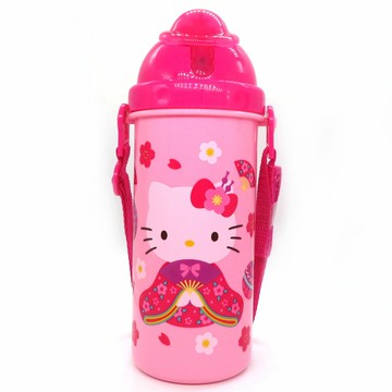 asdfkitty*賠錢出清特價 KITTY和服版彈跳吸管水壺-開口大好清洗-歐美版正版商品