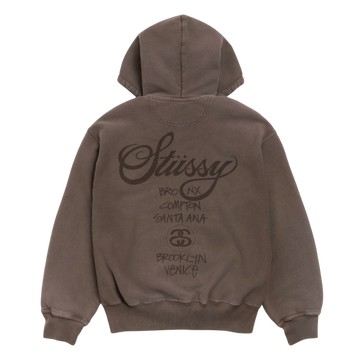 WORLD TOUR ZIP HOODIE SUN FADED BROWN