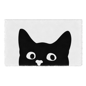 All In Home 窩在家 可愛韓式刮泥地墊 玄關刮泥墊 防滑地墊 入門地墊  偷看小黑貓 白色  1個  45x75cm
