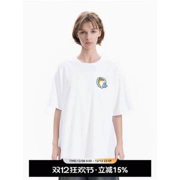 QUARTER IN NIGHT 2025夏季新款魔術貼Q字造型小狗短袖T恤