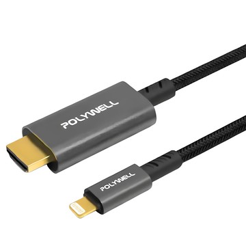 POLYWELL 寶利威爾 Lightning-HDMI 訊號轉換線 PW15-T02-A039  2m  黑色  1條
