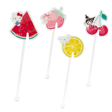 小禮堂 三麗鷗 壓克力造型攪拌棒 (夏日水果) Kitty 大耳狗 酷洛米