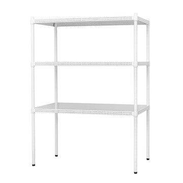 【Y HOUSE】90x35x120公分 沖孔板三層架 洞洞板層架 鐵架 -烤漆白