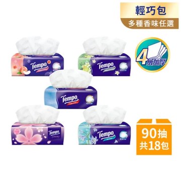 TEMPO 4層加厚輕巧包面紙(90抽/18包/箱)