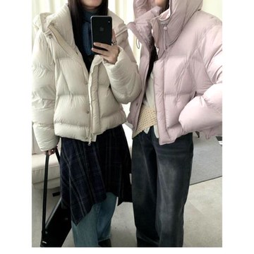 四季青云朵泡芙羽絨服女款冬季2025新款白鴨絨連帽龜背面包服外套