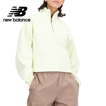 【New Balance】 NB 刺繡半開襟上衣_女性_黃綠色_AWT33556POU