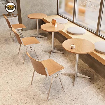 免運/附發票 桌椅組合 洽談桌椅組 韓式咖啡館桌椅組合奶茶店海洋板餐桌網紅蛋糕甜品烘焙店小圓方桌