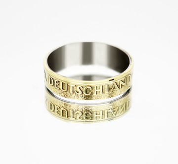 德國硬幣戒指 5 芬尼 1990 年男士硬幣戒指 女士硬幣戒指