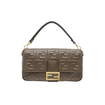 FENDI 8BR771 BAGUETTE 皮革浮雕壓紋肩背包斜背包 / LARGE