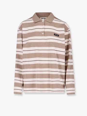 Striped cotton polo shirt - MIU MIU - gender_Woman