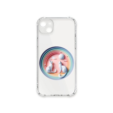 iPhone 14 Plus 殼 TRON IPhone 14 PLUS 可愛紙雕貓咪 四角防摔殼 手機殼