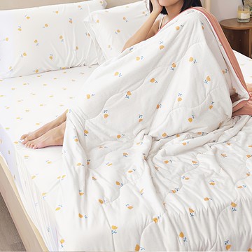 BUHO 布歐 激凍冰紗雙人床包 春煦沁光  枕套 + 竹纖維冰紗涼被200 x 150cm  床包 + 枕套 + 竹纖維冰紗涼被200 x 150cm