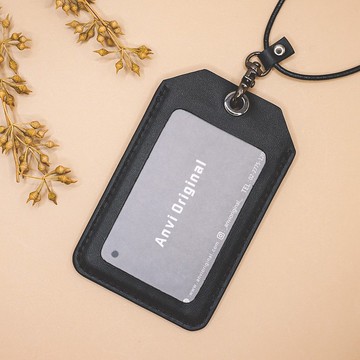 百搭直式皮革證件套/識別證 附頸繩 可客製燙金/壓印