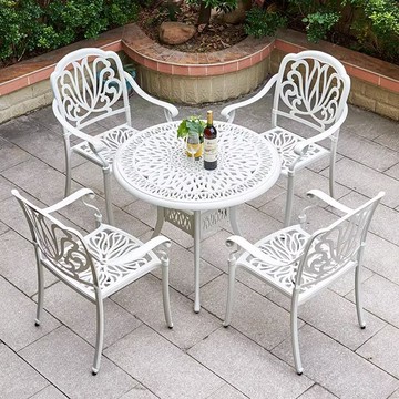 庭院休閒桌椅 北燦戶外鑄鋁桌椅休閑室外庭院陽臺露天別墅花園防曬一體鐵藝桌子LL0092公司貨