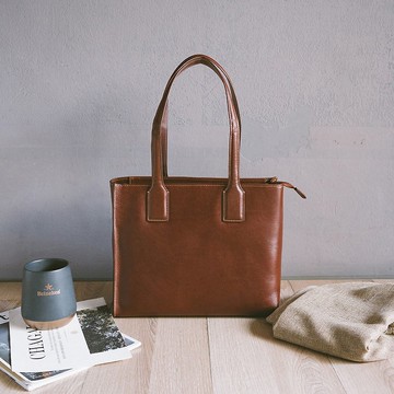 真皮寬口簡約托特包 13023 花油皮O