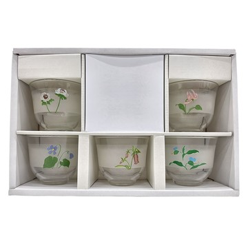 TOYO-SASAKI GLASS 東洋佐佐木 冷茶杯具5件組 附杯墊 玻璃材質  1組  茶杯5個 + 杯墊  江戶有禪