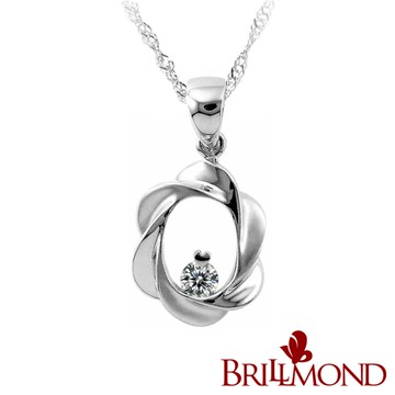 【BRILLMOND】 10分 天然鑽石 925銀台 時尚風情鑽墜