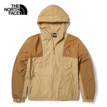 The North Face 北面 女裝 連帽風衣外套 防風 防曬 可收納 撞色 卡其【運動世界】NF0A5JXIQV3