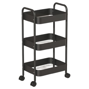 網籃置物推車  碳鋼材質  堅固耐用不易變形  萬向滑輪  可剎車  移動靈活  升級黑