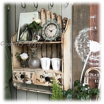 法式木質復古重度做舊擱架 置物架 懷舊風格1入