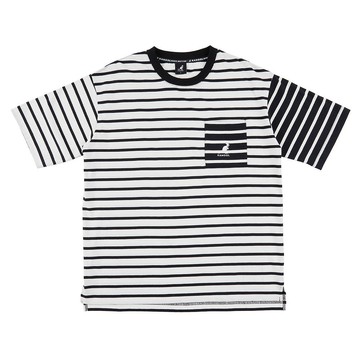 【KANGOL】男女 中性寬版條紋T 白-6325103400